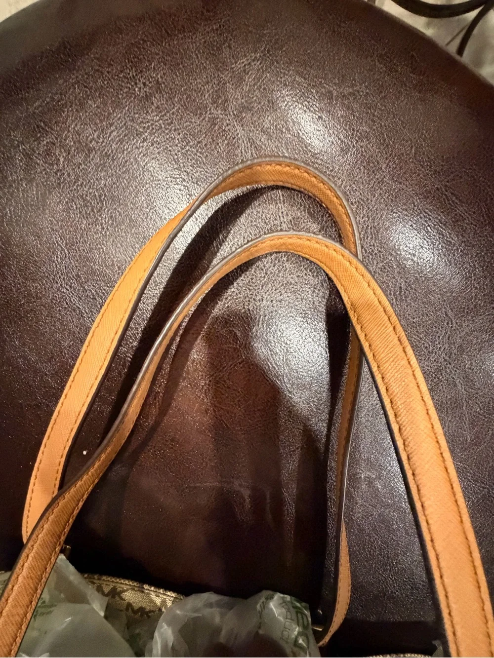 Michael Kors Tan/Beige MK Signature Tote with Front Pocket